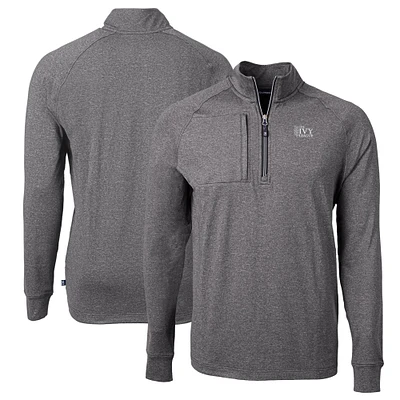 Men's Cutter & Buck  Heather Black Ivy League Adapt Eco Knit Heathered Recycled Quarter-Zip Pullover Top