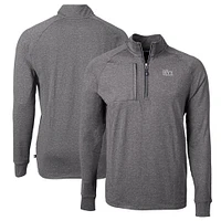 Men's Cutter & Buck  Heather Black Ivy League Adapt Eco Knit Heathered Recycled Quarter-Zip Pullover Top