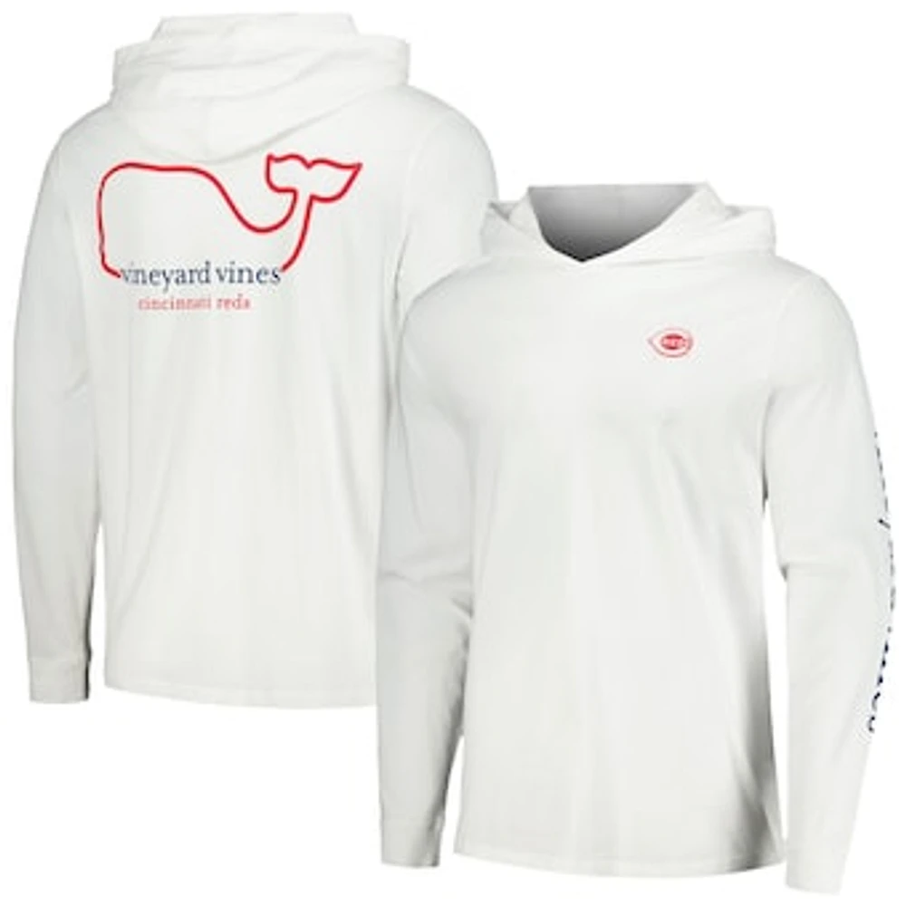 Men's Vineyard Vines White Cincinnati Reds Long Sleeve Hoodie T-Shirt