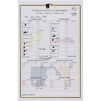 Pittsburgh Pirates Game-Used Lineup Card vs. Atlanta Braves on September 9, 2023