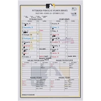 Pittsburgh Pirates Game-Used Lineup Card vs. Atlanta Braves on September 9, 2023