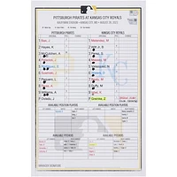 Pittsburgh Pirates Game-Used Lineup Card vs. Kansas City Royals on August 28, 2023