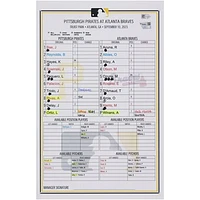 Pittsburgh Pirates Game-Used Lineup Card vs. Atlanta Braves on September 10, 2023