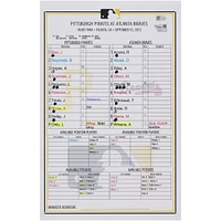 Pittsburgh Pirates Game-Used Lineup Card vs. Atlanta Braves on September 10, 2023