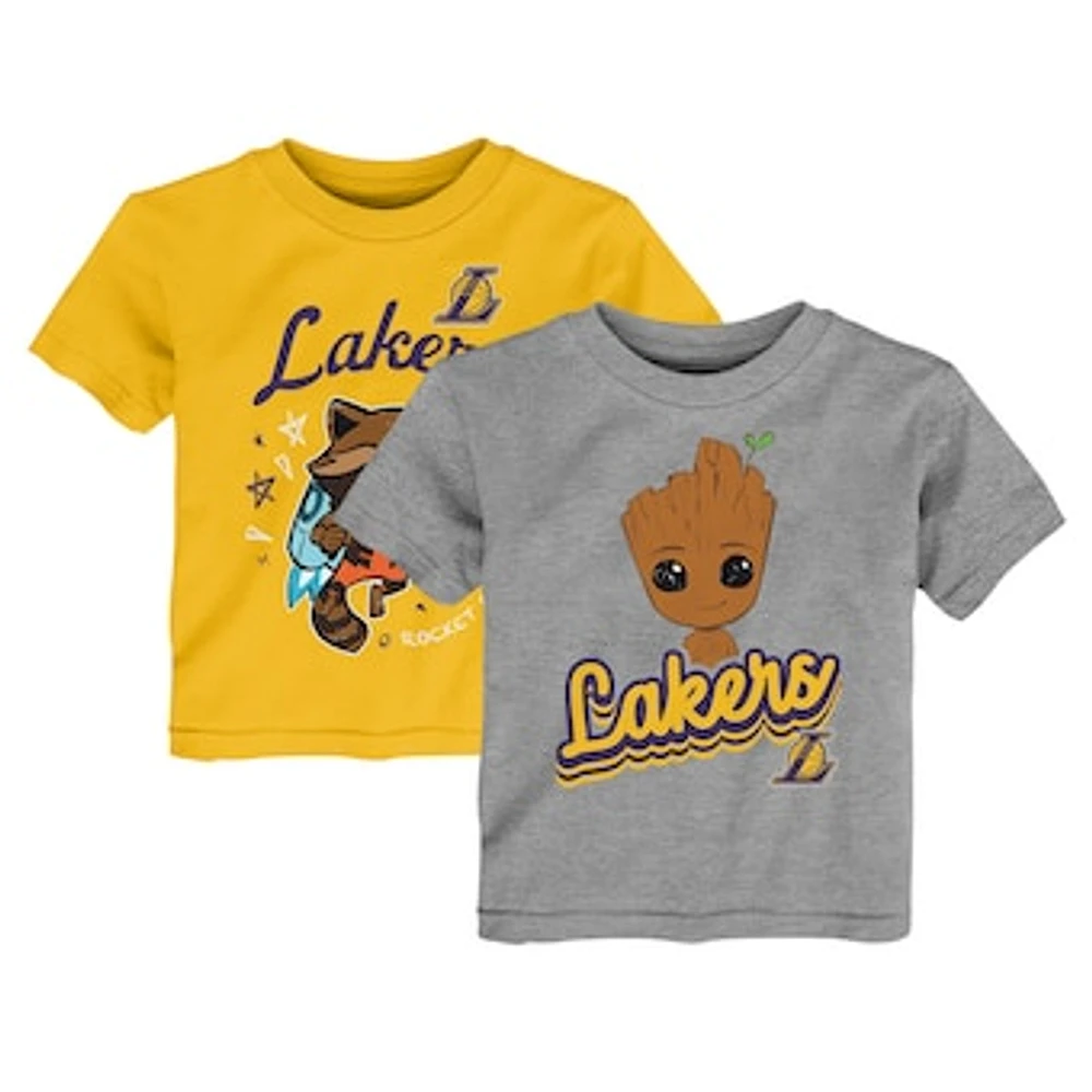 Toddler Heather Gray Los Angeles Lakers Two-Piece Guardians Of The Galaxy T-Shirt Set