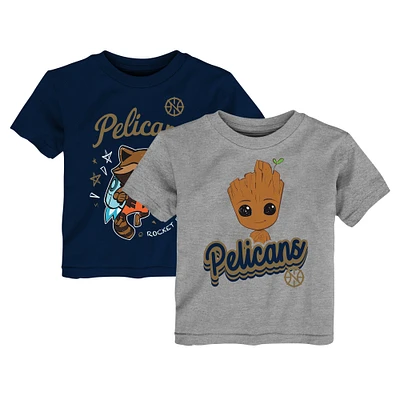 Toddler Heather Gray New Orleans Pelicans Two-Piece Guardians Of The Galaxy T-Shirt Set