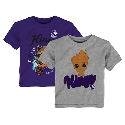 Toddler Heather Gray Sacramento Kings Two-Piece Guardians Of The Galaxy T-Shirt Set