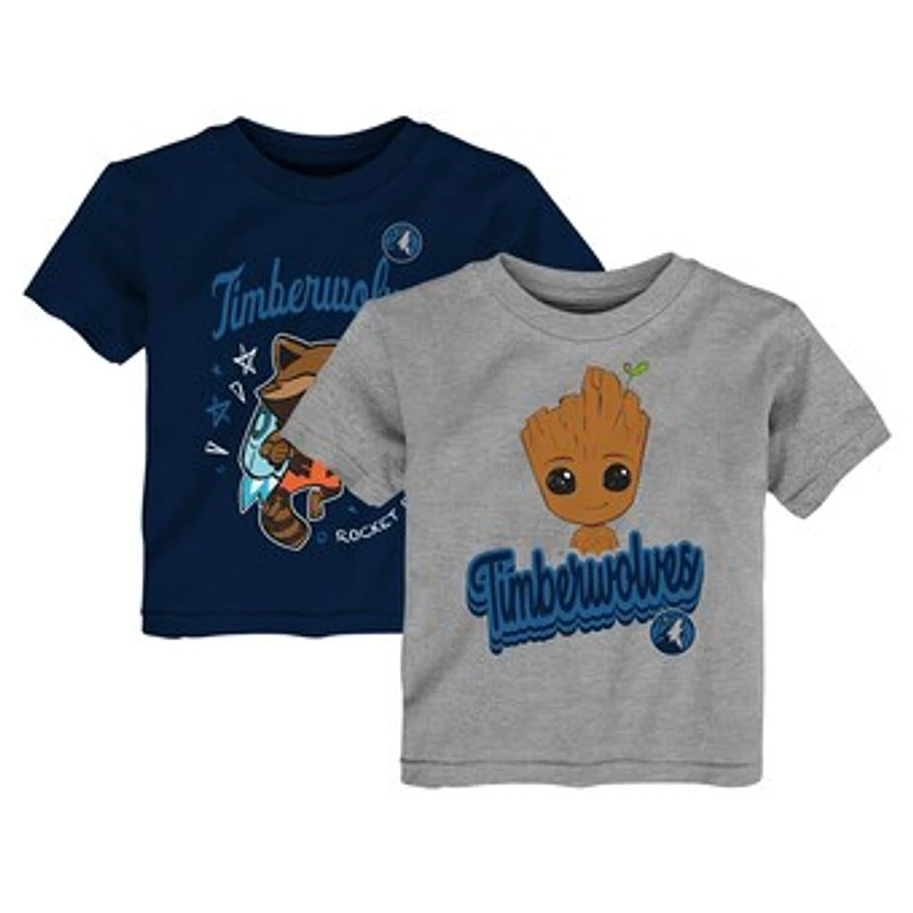 Toddler Heather Gray Minnesota Timberwolves Two-Piece Guardians Of The Galaxy T-Shirt Set