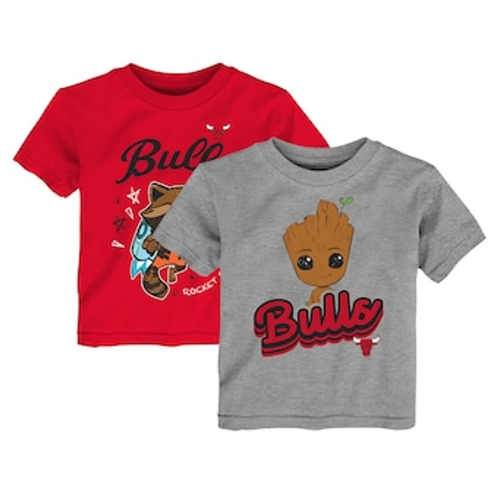 Toddler Heather Gray Chicago Bulls Two-Piece Guardians Of The Galaxy T-Shirt Set