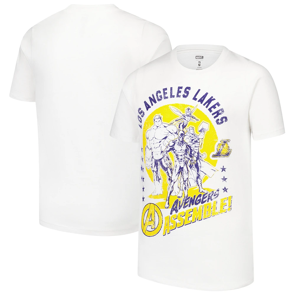 Youth White Los Angeles Lakers NBA x Marvel Avengers Squad T-Shirt