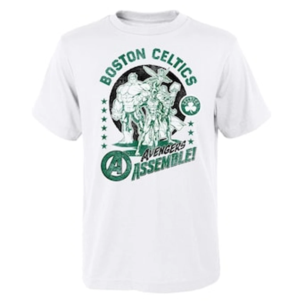 Youth White Boston Celtics NBA x Marvel Avengers Squad T-Shirt