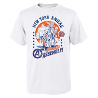 Youth White New York Knicks NBA x Marvel Avengers Squad T-Shirt