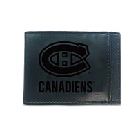 Black Montreal Canadiens Hybrid Leather Front Pocket Bi-Fold Wallet with Money Clip