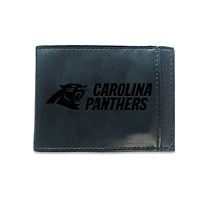 Black Carolina Panthers Hybrid Leather Front Pocket Bi-Fold Wallet with Money Clip
