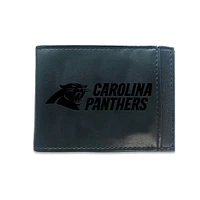 Black Carolina Panthers Hybrid Leather Front Pocket Bi-Fold Wallet with Money Clip