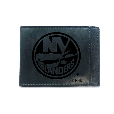 Black New York Islanders Hybrid Leather Front Pocket Bi-Fold Wallet with Money Clip