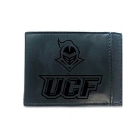 Black UCF Knights Hybrid Leather Front Pocket Bi-Fold Wallet with Money Clip