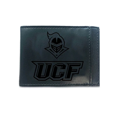 Black UCF Knights Hybrid Leather Front Pocket Bi-Fold Wallet with Money Clip