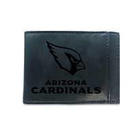 Black Arizona Cardinals Hybrid Leather Front Pocket Bi-Fold Wallet with Money Clip