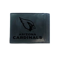 Black Arizona Cardinals Hybrid Leather Front Pocket Bi-Fold Wallet with Money Clip