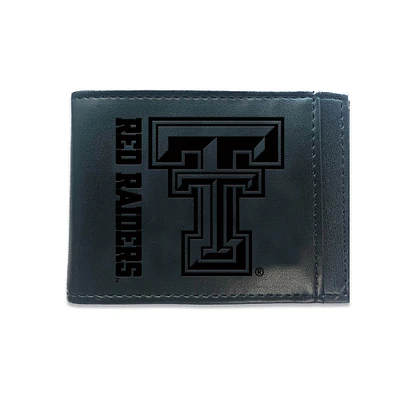 Black Texas Tech Red Raiders Hybrid Leather Front Pocket Bi-Fold Wallet with Money Clip