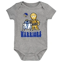 Newborn & Infant Heather Gray Golden State Warriors Star Wars R2-D2 C-3PO Best Buds Bodysuit