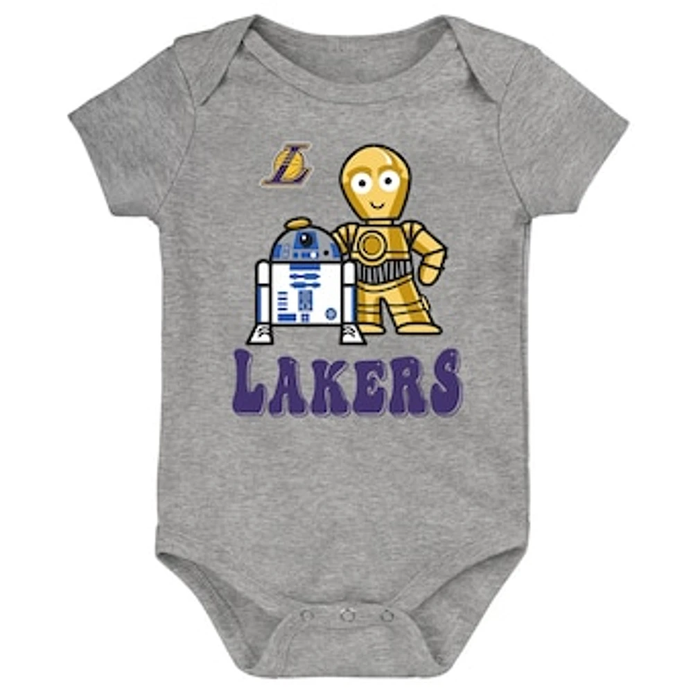 Newborn & Infant Heather Gray Los Angeles Lakers Star Wars R2-D2 C-3PO Best Buds Bodysuit