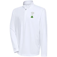 Men's Antigua  White Pittsburgh Penguins Shamrock Tribute Quarter-Zip Pullover Top