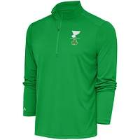 Men's Antigua  Kelly Green St. Louis Blues Shamrock Tribute Quarter-Zip Pullover Top