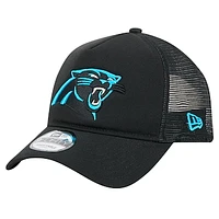 Men's New Era Black Carolina Panthers 9FORTY A-Frame Trucker Adjustable Hat