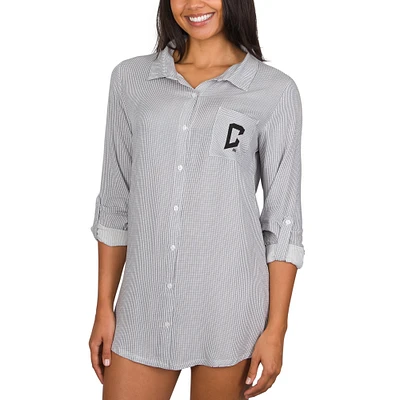 Women's Concepts Sport  Gray Columbus Crew Melody Full-Button Long Sleeve Nightshirt