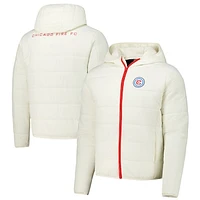 Men's Cream Chicago Fire Padded Pro Hoodie Full-Zip Jacket