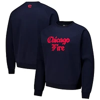 Men's Navy Chicago Fire Old English Oversized Pullover Sweatshirt