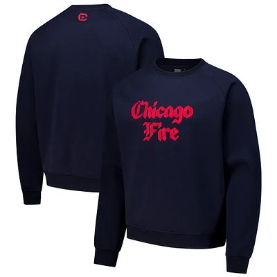 Men's Navy Chicago Fire Old English Oversized Pullover Sweatshirt