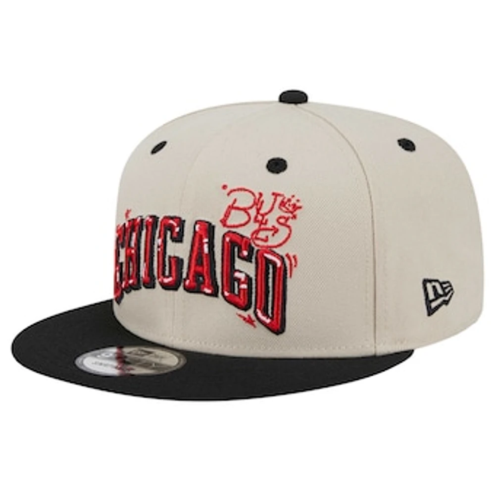 Men's New Era Cream Chicago Bulls Injection Team Art 9FIFTY Adjustable Snapback Hat