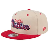 Men's New Era Cream Philadelphia Phillies Injection Team Art 9FIFTY Adjustable Snapback Hat