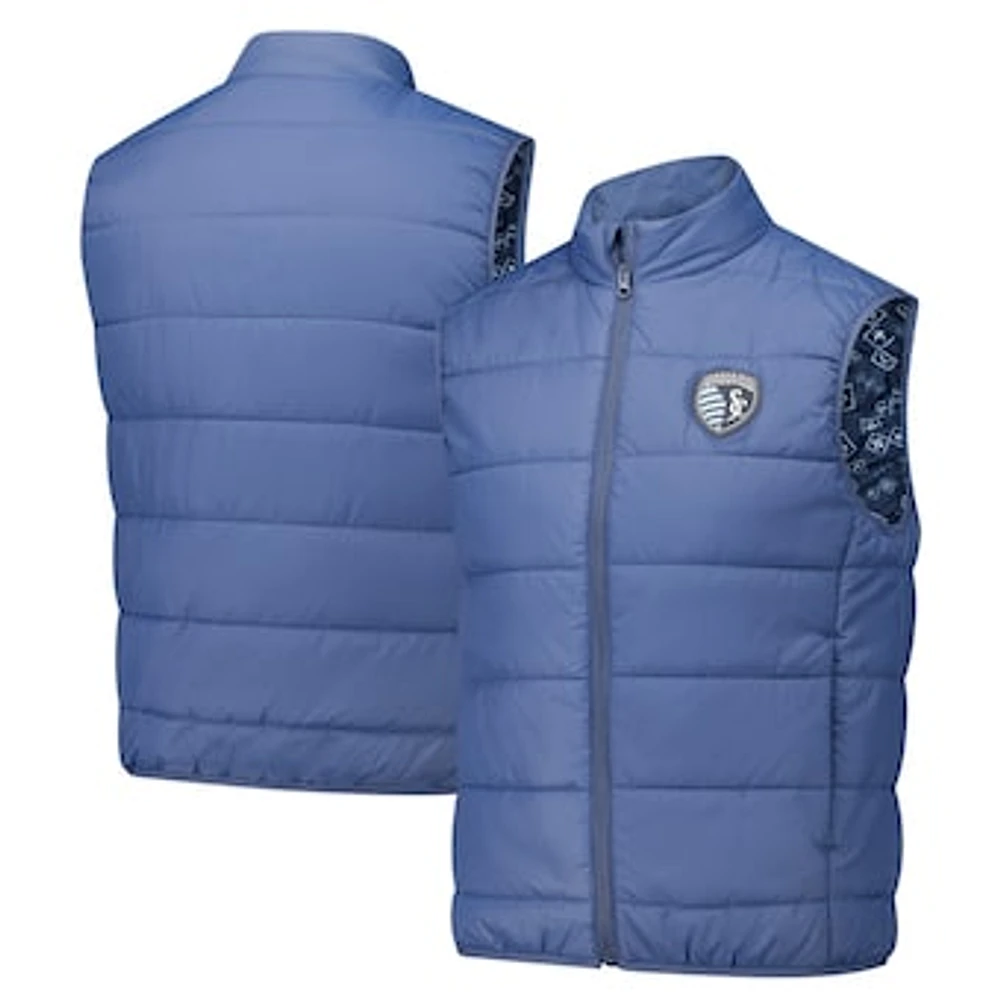 Men's Blue Sporting Kansas City Argyle Collection Padded Pro Full-Zip Vest