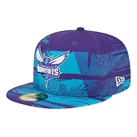 Men's New Era Purple Charlotte Hornets Tip-Off 59FIFTY Fitted Hat