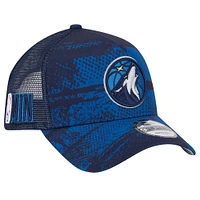 Men's New Era Navy/Blue Minnesota Timberwolves Tip Off A-Frame Trucker 9FORTY Adjustable Hat