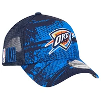 Men's New Era Blue/Orange Oklahoma City Thunder Tip Off A-Frame Trucker 9FORTY Adjustable Hat