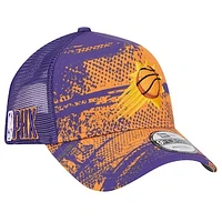 Men's New Era Purple/Orange Phoenix Suns Tip Off A-Frame Trucker 9FORTY Adjustable Hat