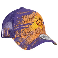 Men's New Era Purple/Orange Phoenix Suns Tip Off A-Frame Trucker 9FORTY Adjustable Hat