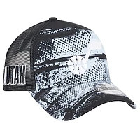 Men's New Era Black/White Utah Jazz Tip Off A-Frame Trucker 9FORTY Adjustable Hat