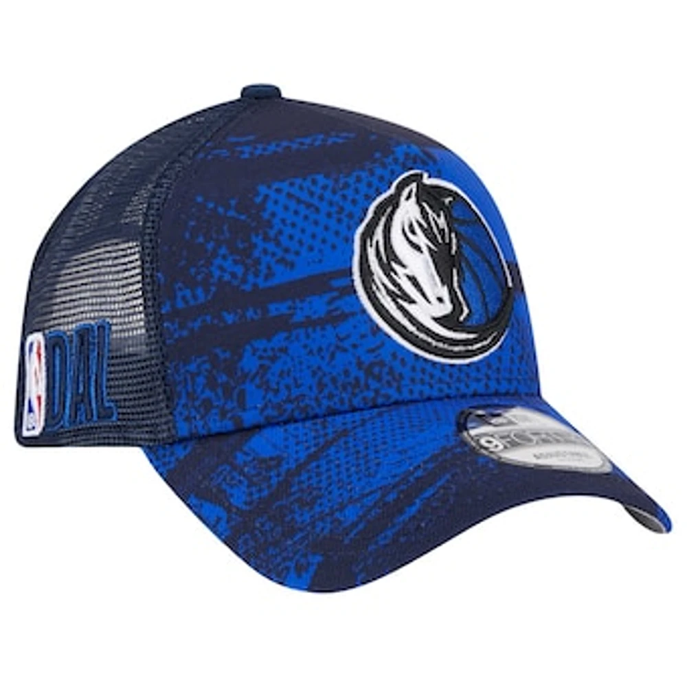 Men's New Era Navy/Blue Dallas Mavericks Tip Off A-Frame Trucker 9FORTY Adjustable Hat