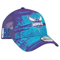 Men's New Era Purple/Teal Charlotte Hornets Tip Off A-Frame Trucker 9FORTY Adjustable Hat