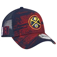 Men's New Era Navy/Red Denver Nuggets Tip Off A-Frame Trucker 9FORTY Adjustable Hat