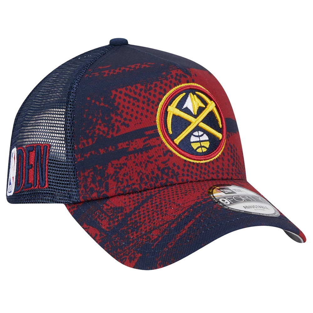 Men's New Era Navy/Red Denver Nuggets Tip Off A-Frame Trucker 9FORTY Adjustable Hat