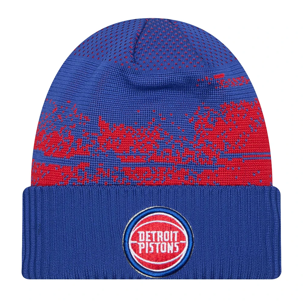 Men's New Era  Blue Detroit Pistons Tip-Off Cuffed Knit Hat