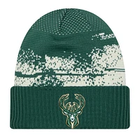 Men's New Era  Hunter Green Milwaukee Bucks Tip-Off Cuffed Knit Hat