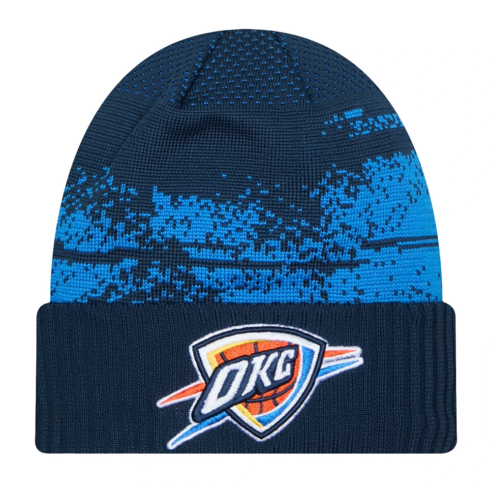 Men's New Era  Navy Oklahoma City Thunder Tip-Off Cuffed Knit Hat